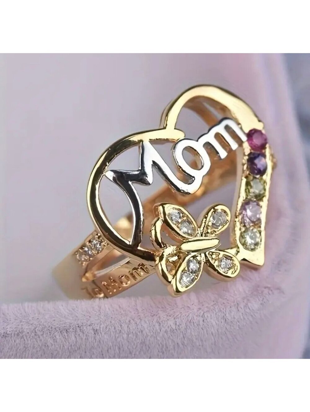 New - Beautiful Gold/Silver Plated - Two Tone Mom Ring - Size 7